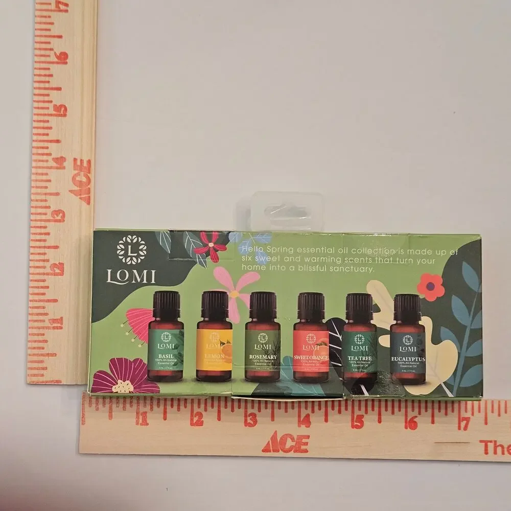 Lomi Hello Spring Essential Oils Set 6 x 5mL Basil Lemon Tea Tree Eucalyptus